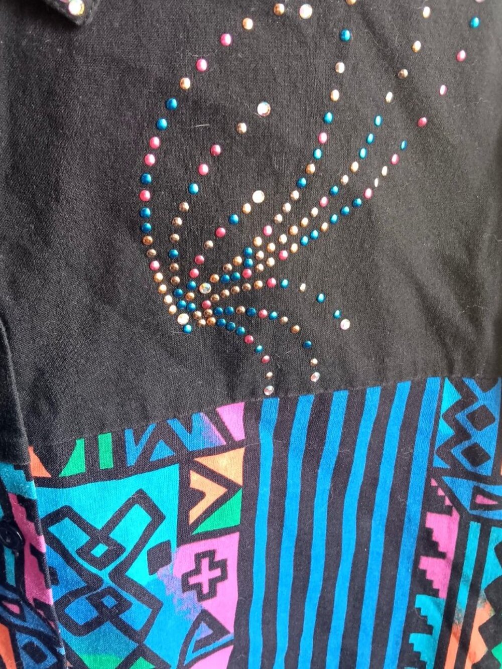 True Vintage Ranch Wife Shirt 1990's Ozark Mountain Western Top Rhinestone USA